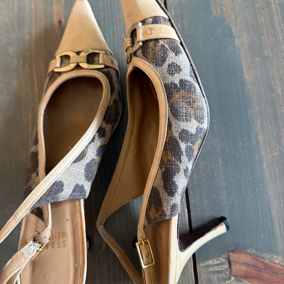Stuart Weitzman Leopard Print Slingback Heels - Size 8M - Picture 3 of 4